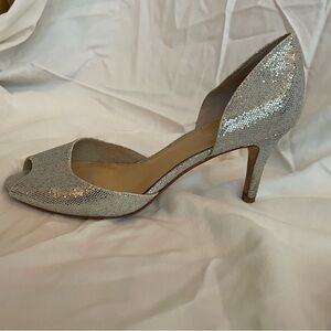 Sparkly silver kate spade d’orsay pumps
